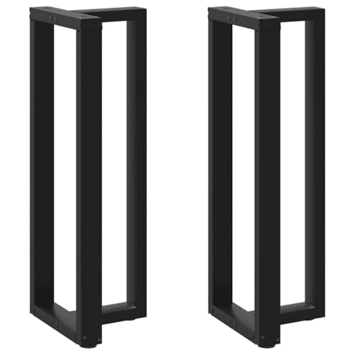 HOMEELIKE Bartischbeine T-Form 2 STK. Schwarz 50x35x(110-111) cm Stahl von HOMEELIKE