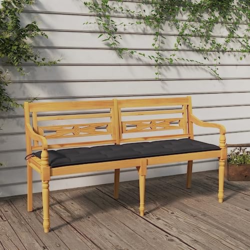HOMEELIKE Batavia-Bank mit Anthrazit Kissen 150 cm Massivholz Teak von HOMEELIKE