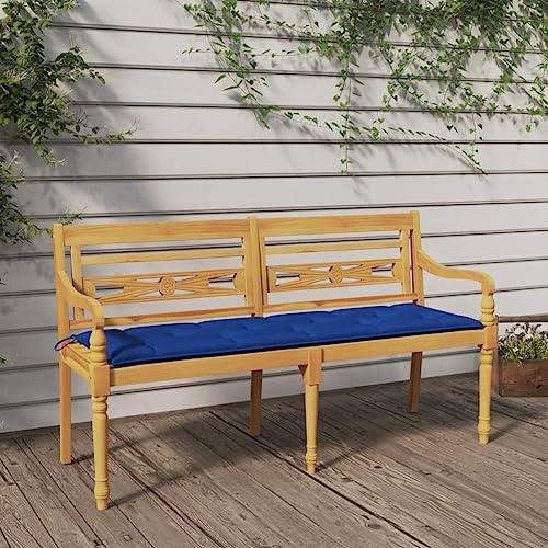 HOMEELIKE Batavia-Bank mit Blauem Kissen 150 cm Massivholz Teak von HOMEELIKE