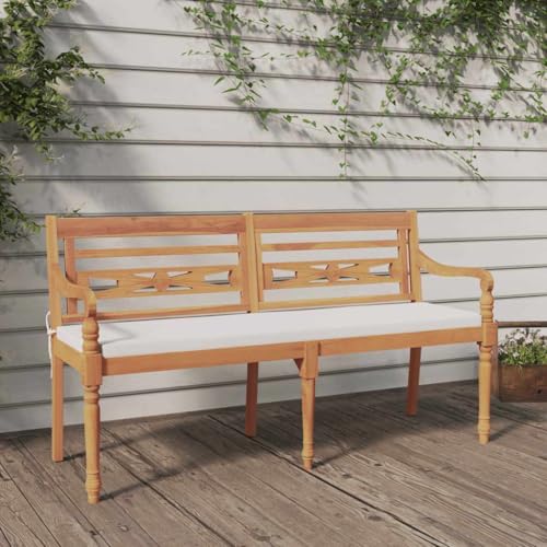 HOMEELIKE Batavia-Bank mit Kissen 150 cm Massivholz Teak von HOMEELIKE