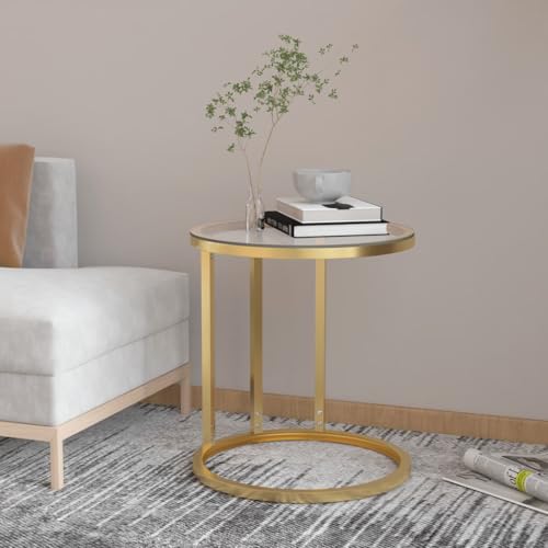 HOMEELIKE Beistelltisch Hartglas 45 cm Gold Moderner Couchtisch Wohnzimmer HOMEELIKE Beistelltisch Hartglas 45 cm Gold Moderner Couchtisch Wohnzimmer von HOMEELIKE