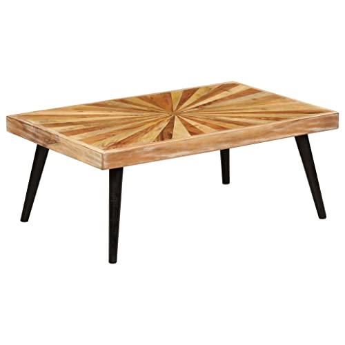 HOMEELIKE Beistelltisch Massivholz Mango in 90x55x36 cm ¨C Langlebiger Couchtisch mit rustikalem Design Fuer Dekoration und Accessoires von HOMEELIKE