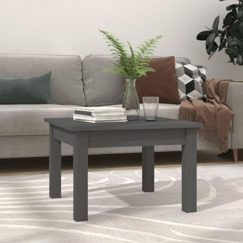 HOMEELIKE Beistelltisch aus Massivholz Kiefer Grau 45x45x30 cm Robust und Stabil Ideal f¨¹r Wohnzimmer Dekoration und Getr?nke von HOMEELIKE