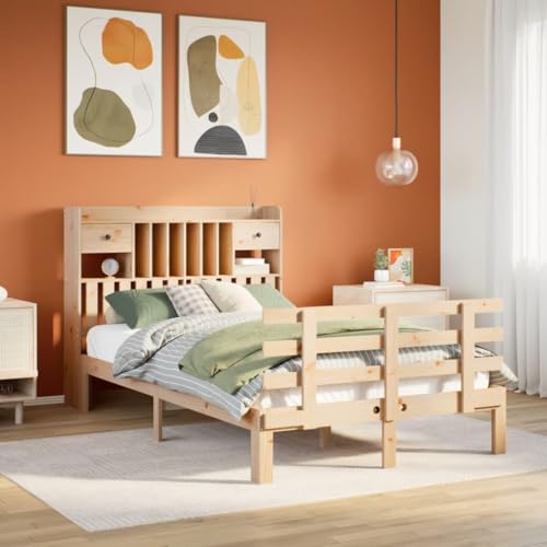 HOMEELIKE Bett mit Kopfteil-Regal aus Massivkiefernholz, 135x190 cm, f¨¹r erholsamen Schlaf HOMEELIKE Bett mit Kopfteil-Regal aus Massivkiefernholz, 135x190 cm, f¨¹r erholsamen Schlaf von HOMEELIKE