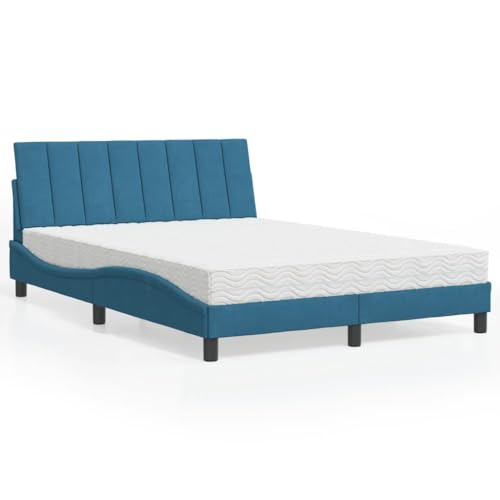 HOMEELIKE Bett mit Matratze Hanko Blau 140x200 cm Samt HOMEELIKE Bett mit Matratze Hanko Blau 140x200 cm Samt von HOMEELIKE
