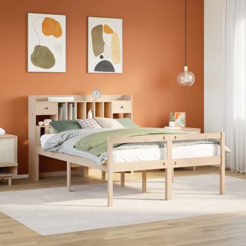 HOMEELIKE Bett mit Regal aus Massivkiefernholz, 140x200 cm, Lattenrost und Aufbewahrungsf?Cher im Schlafzimmer HOMEELIKE Bett mit Regal aus Massivkiefernholz, 140x200 cm, Lattenrost und Aufbewahrungsf?Cher im Schlafzimmer von HOMEELIKE