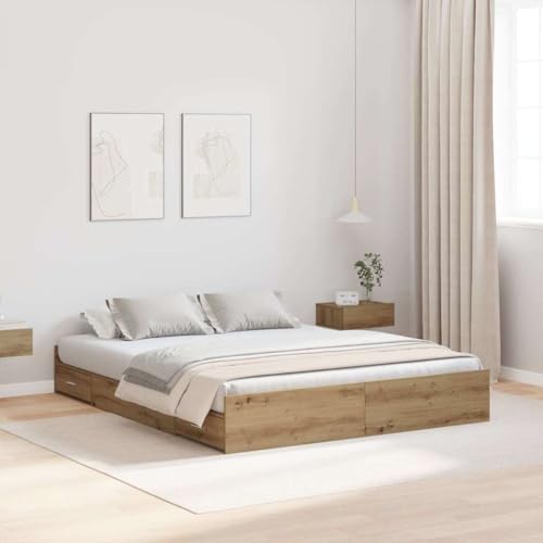 HOMEELIKE Bett mit Stauraum Eiche handwerklich 140 x 200 cm Melamin HOMEELIKE Bett mit Stauraum Eiche handwerklich 140 x 200 cm Melamin von HOMEELIKE