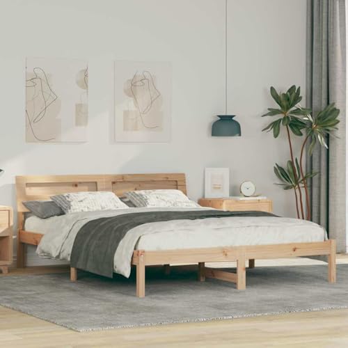 HOMEELIKE Bettgestell Braun 140 x 200 cm Massivkiefer HOMEELIKE Bettgestell Braun 140 x 200 cm Massivkiefer von HOMEELIKE