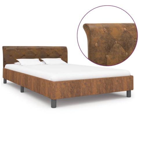HOMEELIKE Bettgestell Braun Wildleder-Optik 140 ¡Á 200 cm von HOMEELIKE