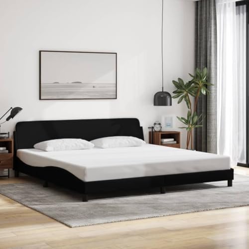 HOMEELIKE Bettgestell Mit Kopfteil Dover 200x200 cm Atmungsaktiver Stoff Schwarz Modernes Design HOMEELIKE Bettgestell Mit Kopfteil Dover 200x200 cm Atmungsaktiver Stoff Schwarz Modernes Design von HOMEELIKE