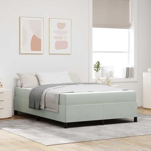 HOMEELIKE Bettgestell Sonstiges Wei? und Hellgrau 140 x 200 cm Samt HOMEELIKE Bettgestell Sonstiges Wei? und Hellgrau 140 x 200 cm Samt von HOMEELIKE