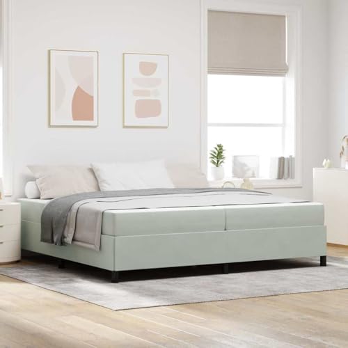 HOMEELIKE Bettgestell Sonstiges Wei? und Hellgrau 200 x 200 cm Samt HOMEELIKE Bettgestell Sonstiges Wei? und Hellgrau 200 x 200 cm Samt von HOMEELIKE