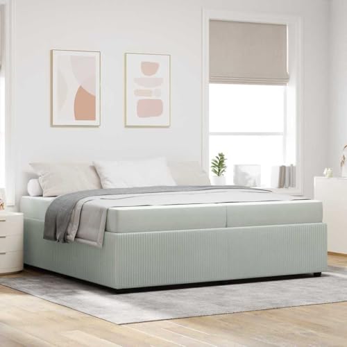 HOMEELIKE Bettgestell mit Matratze Hellgrau 200 x 200 cm Samt HOMEELIKE Bettgestell mit Matratze Hellgrau 200 x 200 cm Samt von HOMEELIKE