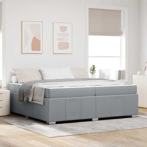 HOMEELIKE Bettgestell mit Matratze Hellgrau 200 x 200 cm Stoff von HOMEELIKE