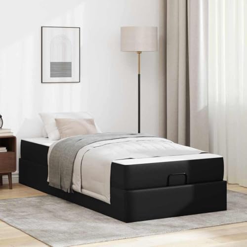 HOMEELIKE Bettgestell mit Matratze Schwarz 90 x 200 cm Kunstleder von HOMEELIKE