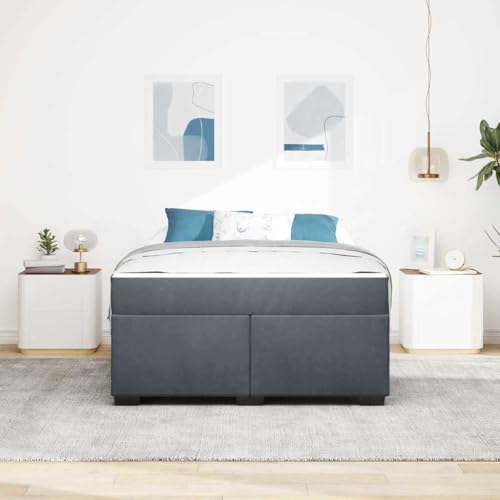 HOMEELIKE Bettgestell mit Matratze Sonstiges Dunkelgrau 140 x 200 cm Samt HOMEELIKE Bettgestell mit Matratze Sonstiges Dunkelgrau 140 x 200 cm Samt von HOMEELIKE