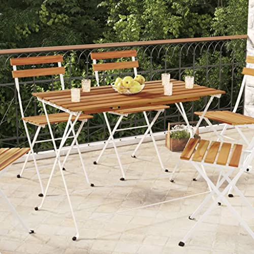HOMEELIKE Bistrotisch Klappbar 100x54x71 cm Massivholz Akazie und Stahl von HOMEELIKE