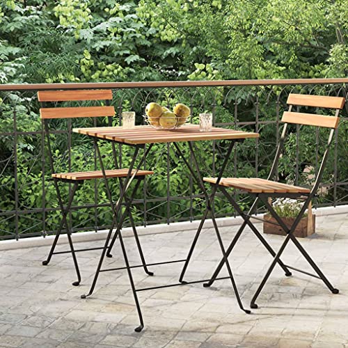HOMEELIKE Bistrotisch Klappbar 55x54x71 cm Massivholz Teak und Stahl von HOMEELIKE