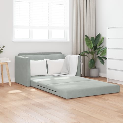 HOMEELIKE Boden Sofa Bett 2-in-1 Hellgrau 124x204x61 cm Samt HOMEELIKE Boden Sofa Bett 2-in-1 Hellgrau 124x204x61 cm Samt von HOMEELIKE