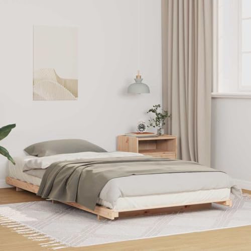 HOMEELIKE Bodenbett Kiefernholz Braun 100 x 200 cm Stabiles Design Ohne Lattenrost von HOMEELIKE