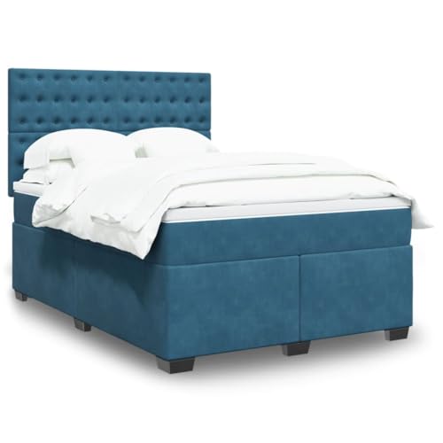 HOMEELIKE Boxspringbett 160x200 cm Blau Mit Matratze LED Licht Kopfteil Verstellbar Samt Bezug HOMEELIKE Boxspringbett 160x200 cm Blau Mit Matratze LED Licht Kopfteil Verstellbar Samt Bezug von HOMEELIKE