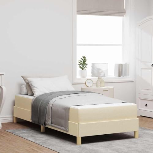 HOMEELIKE Boxspringbett Creme, Braun 90 x 200 cm Stoff, Ingenieurholz von HOMEELIKE