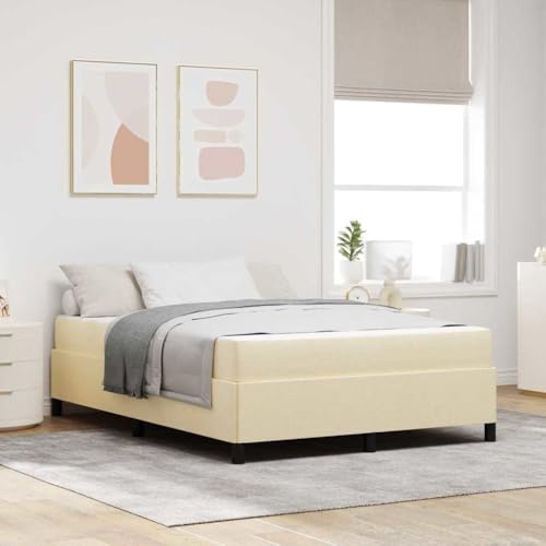 HOMEELIKE Boxspringbett Creme, Schwarz 140 x 200 cm Stoff, Ingenieurholz von HOMEELIKE