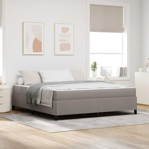 HOMEELIKE Boxspringbett Taupe, Schwarz 180 x 200 cm Stoff, Ingenieurholz von HOMEELIKE