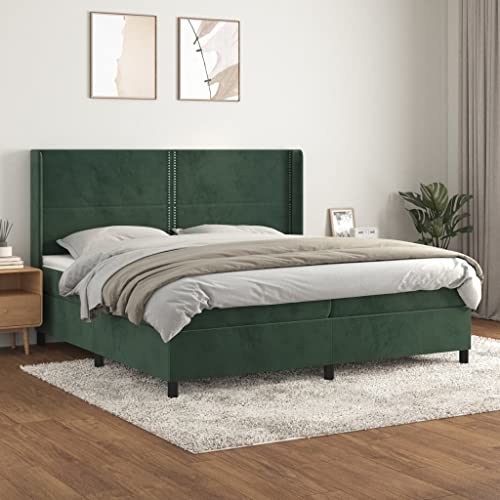 HOMEELIKE Boxspringbett mit Matratze 200x200 cm Dunkelgruen Samt hoehenverstellbares Kopfteil HOMEELIKE Boxspringbett mit Matratze 200x200 cm Dunkelgruen Samt hoehenverstellbares Kopfteil von HOMEELIKE
