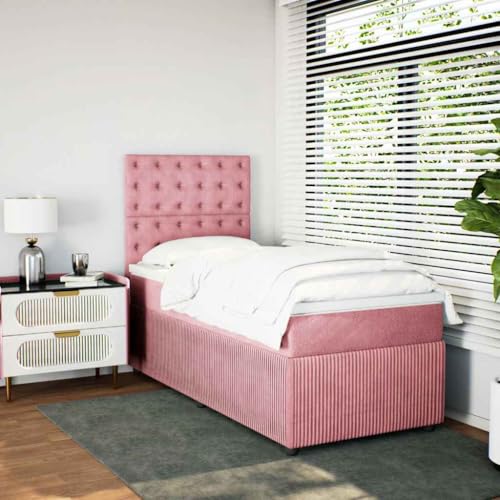 HOMEELIKE Boxspringbett mit Matratze 80x200 cm Rosa Samt LED Beleuchtung HOMEELIKE Boxspringbett mit Matratze 80x200 cm Rosa Samt LED Beleuchtung von HOMEELIKE
