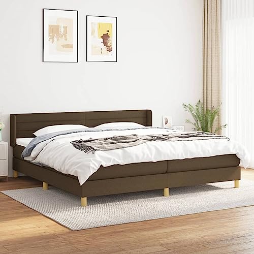 HOMEELIKE Boxspringbett mit Matratze 200x200 cm Dunkelbraun Stoff von HOMEELIKE