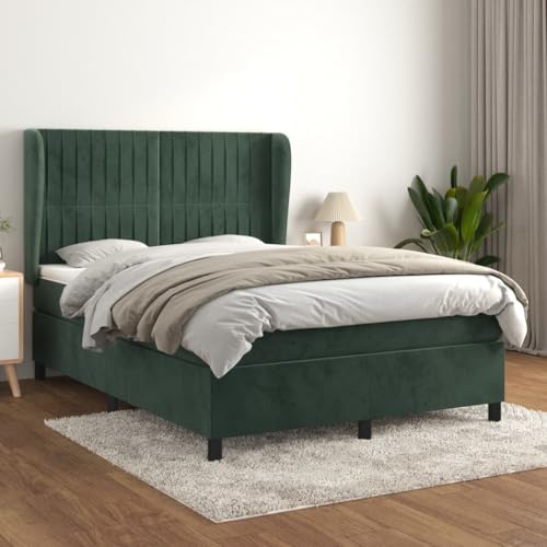 HOMEELIKE Boxspringbett mit Matratze Dunkelgr¨¹n 140x200 cm Samt von HOMEELIKE