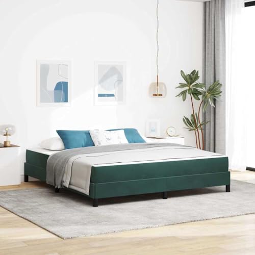 HOMEELIKE Boxspringbett mit Matratze Dunkelgr¨¹n 180 x 200 cm Samt von HOMEELIKE