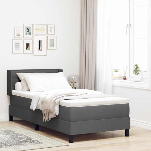 HOMEELIKE Boxspringbett mit Matratze - Dunkelgrau, 80 x 200 cm, Stoff. von HOMEELIKE