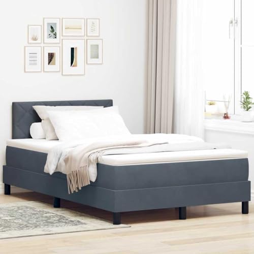 HOMEELIKE Boxspringbett mit Matratze Dunkelgrau 120x200 cm Samt von HOMEELIKE