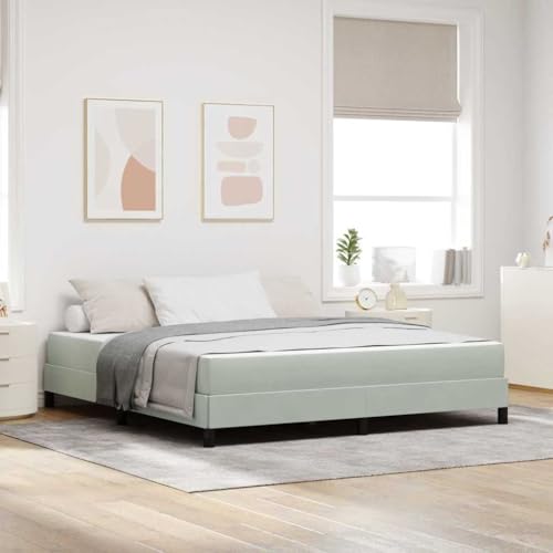 HOMEELIKE Boxspringbett mit Matratze Hellgrau 180 x 200 cm Samt von HOMEELIKE