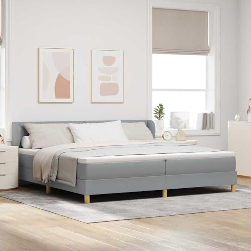 HOMEELIKE Boxspringbett mit Matratze Hellgrau 200x200 cm Stoff von HOMEELIKE