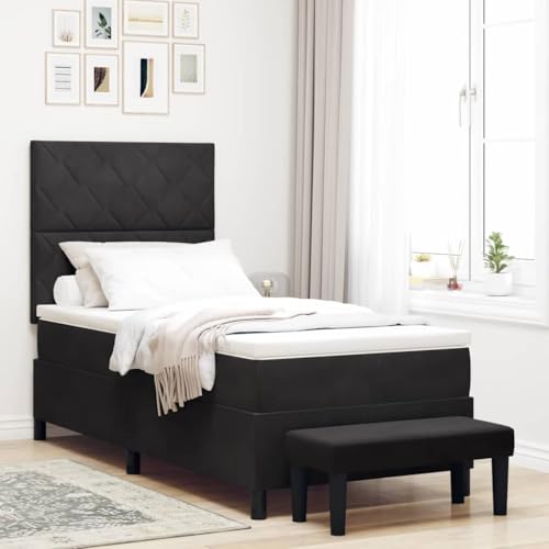 HOMEELIKE Boxspringbett mit Matratze Schwarz 100 x 200 cm Samt von HOMEELIKE