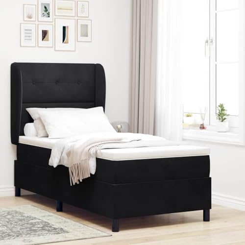 HOMEELIKE Boxspringbett mit Matratze Schwarz 100 x 200 cm Samt von HOMEELIKE