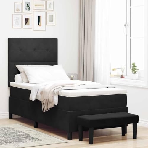HOMEELIKE Boxspringbett mit Matratze Schwarz 100 x 200 cm Samt von HOMEELIKE