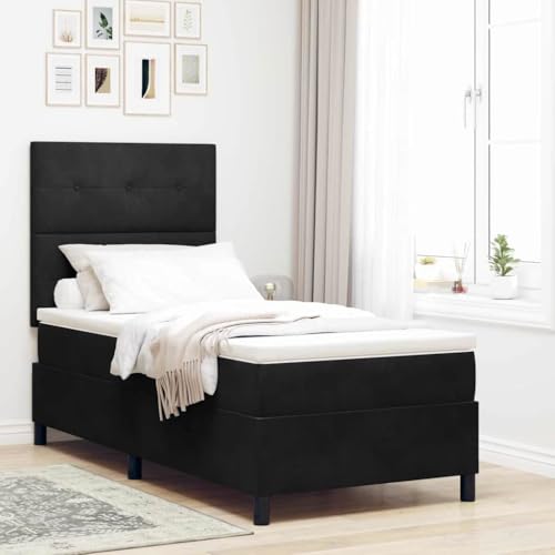 HOMEELIKE Boxspringbett mit Matratze Schwarz 100 x 200 cm Samt von HOMEELIKE