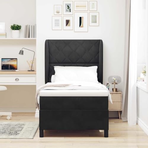 HOMEELIKE Boxspringbett mit Matratze Schwarz 100 x 200 cm Samt von HOMEELIKE