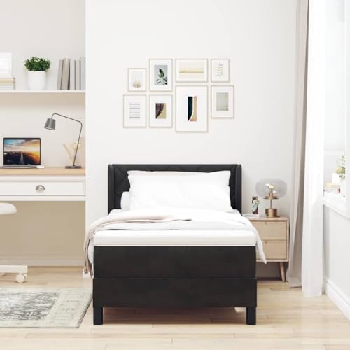 HOMEELIKE Boxspringbett mit Matratze Schwarz 100x200 cm Samt von HOMEELIKE