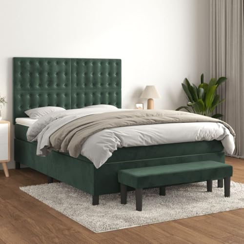 HOMEELIKE Boxspringbett mit Matratze in Dunkelgr¨¹n 140x190 cm Samt - Erholter Schlaf, H?henverstellbares Kopfteil HOMEELIKE Boxspringbett mit Matratze in Dunkelgr¨¹n 140x190 cm Samt - Erholter Schlaf, H?henverstellbares Kopfteil von HOMEELIKE