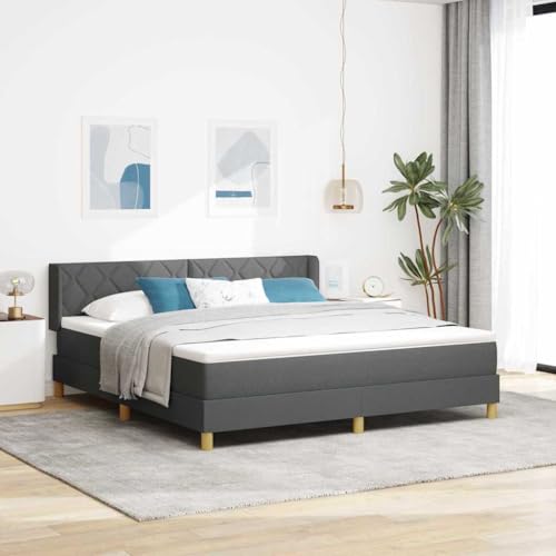 HOMEELIKE Boxspringbett mit Matratze in Dunkelgrau, 180 x 200 cm, aus Stoff. von HOMEELIKE
