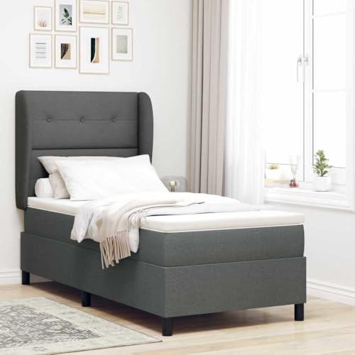 HOMEELIKE Boxspringbett mit Matratze in Dunkelgrau 100 x 200 cm von HOMEELIKE