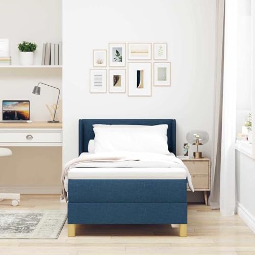 HOMEELIKE Boxspringbett mit Matratze mit Kopfteil Blau 90 x 200 cm Stoff von HOMEELIKE