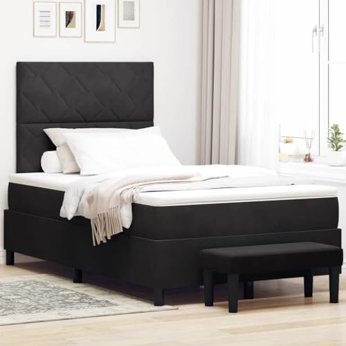 HOMEELIKE Boxspringbett mit Matratze & Bank Schwarz 120x190 cm Samt HOMEELIKE Boxspringbett mit Matratze & Bank Schwarz 120x190 cm Samt von HOMEELIKE