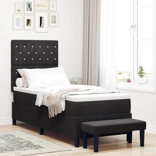 HOMEELIKE Boxspringbett mit Matratze & Bank Schwarz 80x200 cm Samt von HOMEELIKE