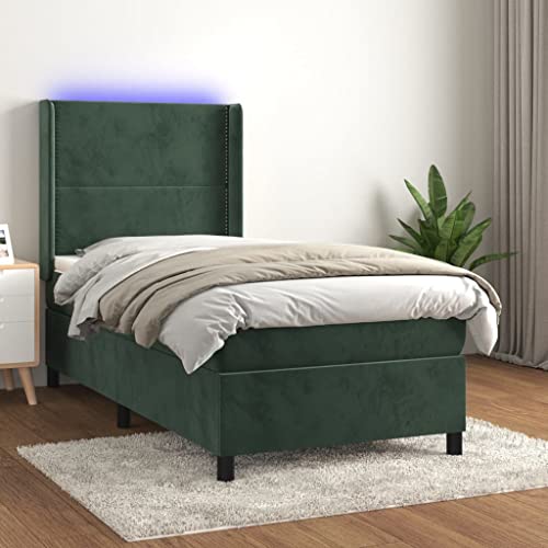 HOMEELIKE Boxspringbett mit Matratze und LED-Beleuchtung Dunkelgruen 90x200 cm Samt HOMEELIKE Boxspringbett mit Matratze und LED-Beleuchtung Dunkelgruen 90x200 cm Samt von HOMEELIKE